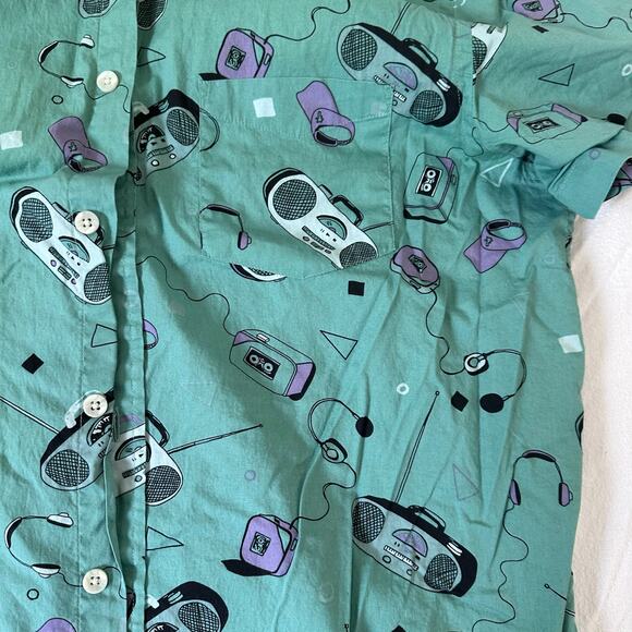 Urban Pipeline Men’s Button Down Shirt Retro 80’s/90’s Boombox Print XL Causal - Picture 7 of 7